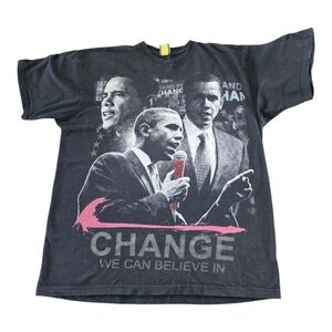 Vintage Barack Obama Tee Shirt Black XL Change We Can Believe In Yes We Can
